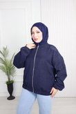 Hz4392-Ravella Taşlı Bomber Ceket-Lacivert
