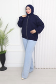 Hz4392-Ravella Taşlı Bomber Ceket-Lacivert
