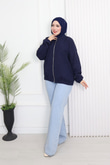Hz4392-Ravella Taşlı Bomber Ceket-Lacivert