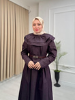 Jb2354-Pamuklu Denim Elbise-Mürdüm
