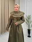 Jb2354-Pamuklu Denim Elbise-Yeşil