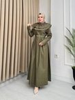 Jb2354-Pamuklu Denim Elbise-Yeşil