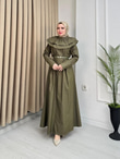Jb2354-Pamuklu Denim Elbise-Yeşil