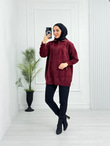 Jx5066-Peluş Kazak-Bordo