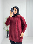 Jx5066-Peluş Kazak-Bordo