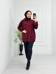 Jx5066-Peluş Kazak-Bordo