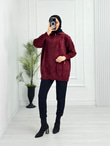 Jx5066-Peluş Kazak-Bordo