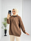 Jx5066-Peluş Kazak-Kahverengi