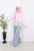 Kd7491-Yumuşak Triko V Yaka Kazak-Pembe