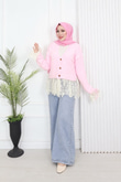 Kd7491-Yumuşak Triko V Yaka Kazak-Pembe