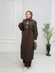 Kx5367-Sofya Pantolon Takım-Koyu Kahverengi