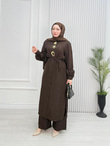 Kx5367-Sofya Pantolon Takım-Koyu Kahverengi