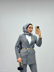 Kx9678-Blazer Takım-Gri