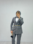 Kx9678-Blazer Takım-Gri