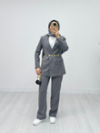 Kx9678-Blazer Takım-Gri