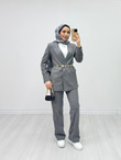 Kx9678-Blazer Takım-Gri