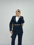 Kx9678-Blazer Takım-Siyah