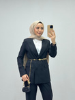 Kx9678-Blazer Takım-Siyah