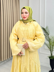 Lr5302-Noura Kemerli Maxi Elbise-Sarı