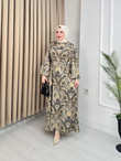 Lw2567-Kayra İpek Saten Elbise-Koyu Yeşil