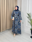 Lw2567-Kayra İpek Saten Elbise-Mavi