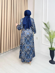 Lw2567-Kayra İpek Saten Elbise-Mavi