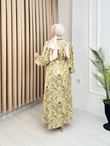 Lw2567-Kayra İpek Saten Elbise-Sarı