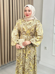 Lw2567-Kayra İpek Saten Elbise-Sarı