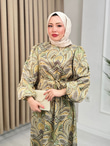 Lw2567-Kayra İpek Saten Elbise-Yeşil