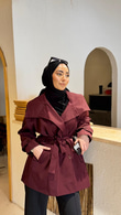 Lx1195-Mevsimlik Trençkot-Bordo