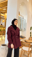 Lx1195-Mevsimlik Trençkot-Bordo
