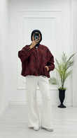 Lx2033-Etnik Desen Ceket-Bordo