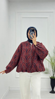Lx2033-Etnik Desen Ceket-Bordo