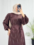 Lx3334-Eftelya Abiye-Kahverengi