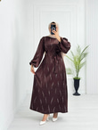 Lx3334-Eftelya Abiye-Kahverengi