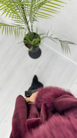 Mx0144-Elegant Kürk Kaban-Bordo