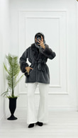 Mx0144-Elegant Kürk Kaban-Gri