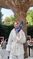 Mx0144-Elegant Kürk Kaban-Krem