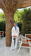 Mx0144-Elegant Kürk Kaban-Krem