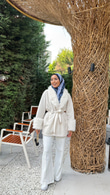 Mx0144-Elegant Kürk Kaban-Krem