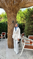 Mx0144-Elegant Kürk Kaban-Krem