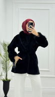 Mx0144-Elegant Kürk Kaban-Siyah