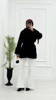 Mx0144-Elegant Kürk Kaban-Siyah
