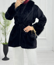 Mx0144-Elegant Kürk Kaban-Siyah