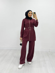 Mx1899-Denim Görünümlü Takım-Bordo