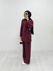 Mx1899-Denim Görünümlü Takım-Bordo