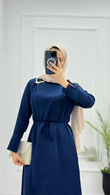 Mx3339-Saten Elbise-Lacivert