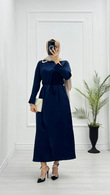 Mx3339-Saten Elbise-Lacivert