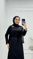 Mx3339-Saten Elbise-Siyah