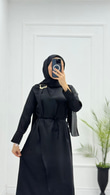 Mx3339-Saten Elbise-Siyah
